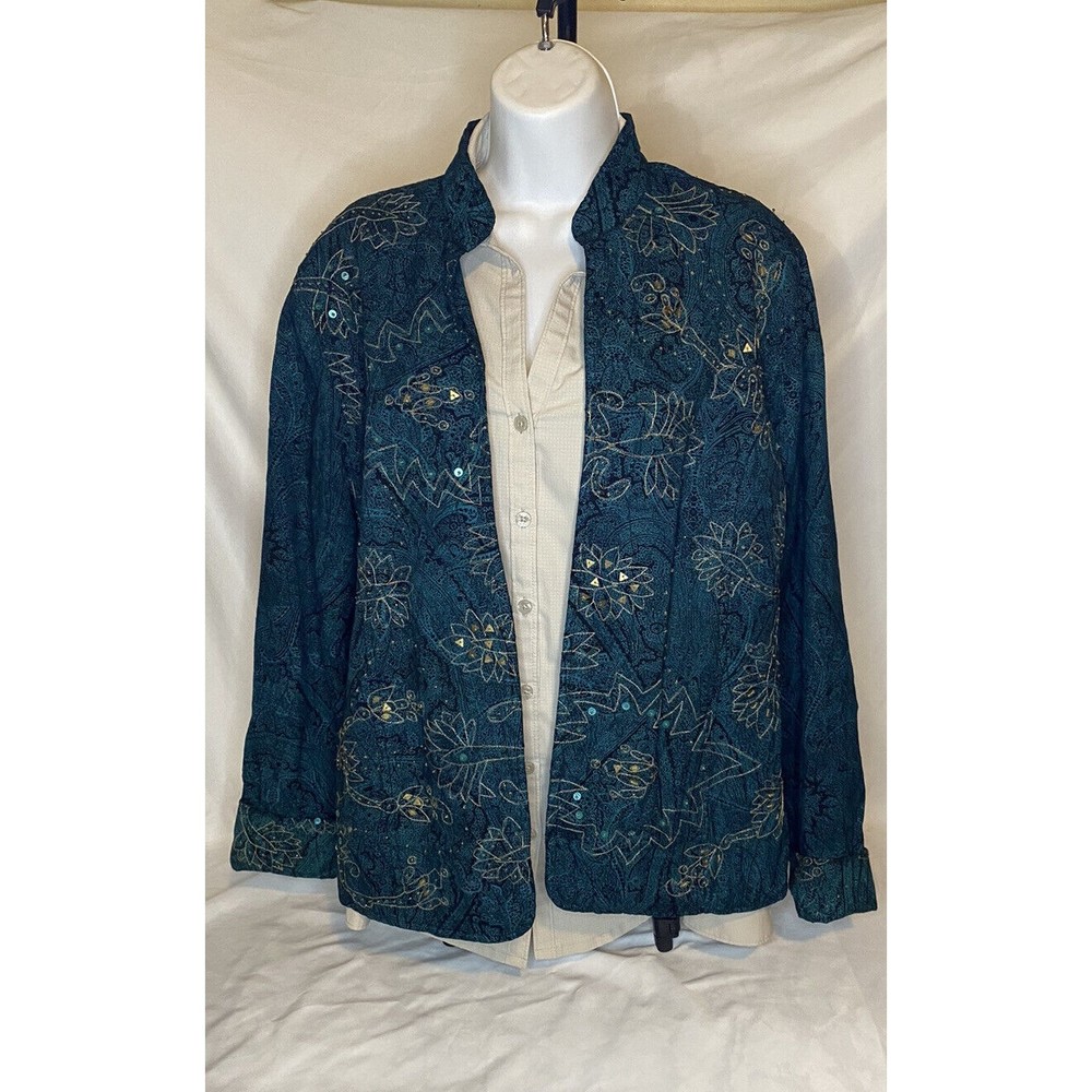 VTG Coldwater Creek: Turquoise/Black (Paisley), Gold Embroidered &Beaded